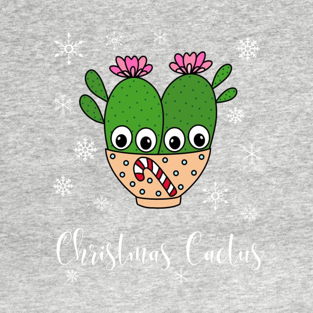 Christmas Cactus - Cacti Couple In Christmas Candy Cane Bowl by DreamCactus